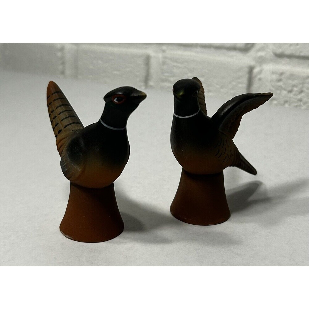 Pottery Barn Pheasant Salt Pepper Shakers anthropomorphic Porcelain